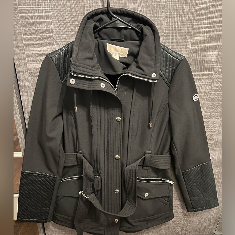 Michael Kors Women’s Faux Leather Fleece Lined Mid Length Moto Jacket size S